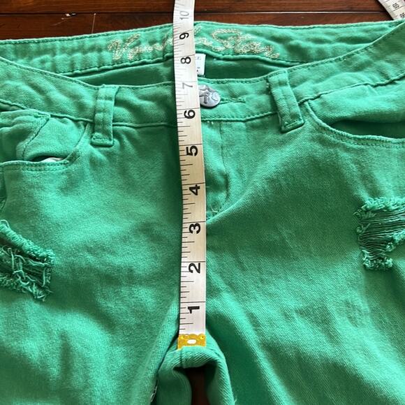 Vanilla Star Green & White Ombré Distressed Skinny Jeans Juniors Size 5 - Picture 8 of 9